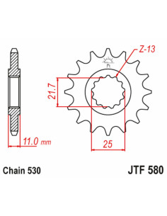 Front sprocket suitable for Yamaha R6 (03-05) (JTF580 SUNF-519) – 16t-530;Front sprocket suitable for Yamaha R6 (03-05) (JTF580 SUNF-519) – 16t-530 2