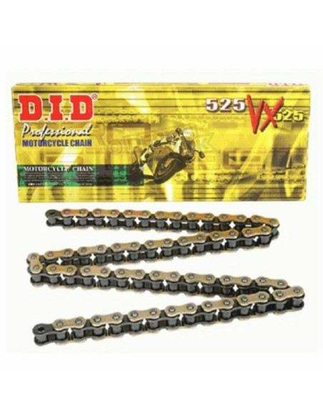 DID drive chain DID 525 VX G&B X-ring GOLD – 10 links;DID drive chain DID 525 VX G&B X-ring GOLD – 10 links