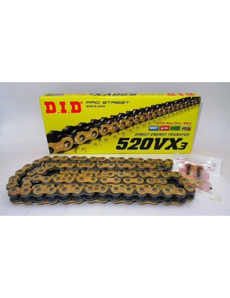 DID Drive Chain DID 520 VX3 G&B X-ring GOLD – 130 Links