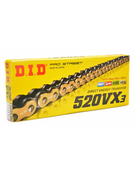 DID Drive Chain DID 520 VX3 G&B X-ring GOLD – 114 Links