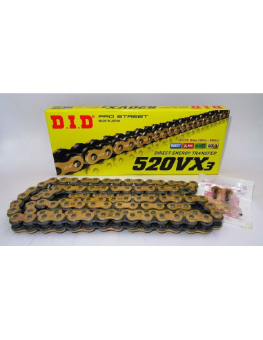 DID Drive Chain DID 520 VX3 G&B X-ring GOLD – 104 Links