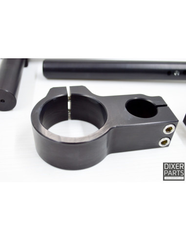 BLACK Aluminum CLIP-ON – Fully Adjustable – 50mm – Stunt – Racetrack – Gymkhana