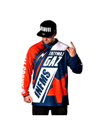 SWEATSHIRT JERSEY TRZYMAJ GAZ NAVY | ORANGE – Infamous Team Infms Stunt +STICKERS