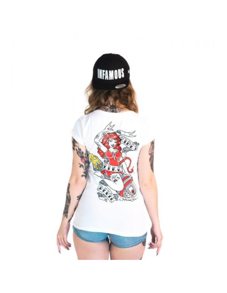 T-SHIRT ANGEL/DEVIL WOMEN’S BLACK | WHITE – Infamous Team Infms Stunt +Stickers