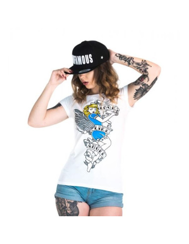 T-SHIRT ANGEL/DEVIL WOMEN’S BLACK | WHITE – Infamous Team Infms Stunt +Stickers