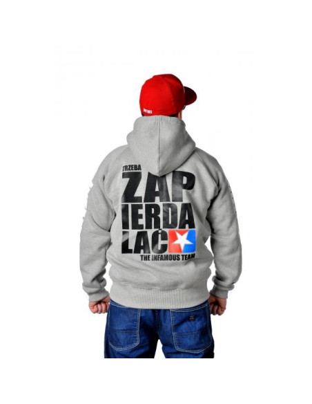 HOODIE ZIP TRZEBA ZAPIERDALAĆ GREY | BLACK – Infamous Team Infms Stunt +STICKERS