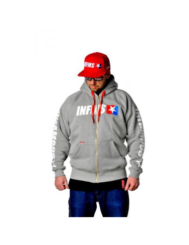 HOODIE ZIP TRZEBA ZAPIERDALAĆ GREY | BLACK – Infamous Team Infms Stunt +STICKERS
