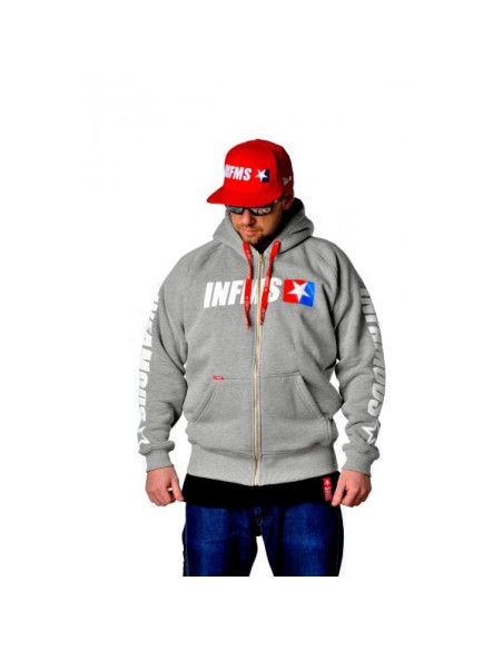 HOODIE ZIP TRZEBA ZAPIERDALAĆ GREY | BLACK – Infamous Team Infms Stunt +STICKERS