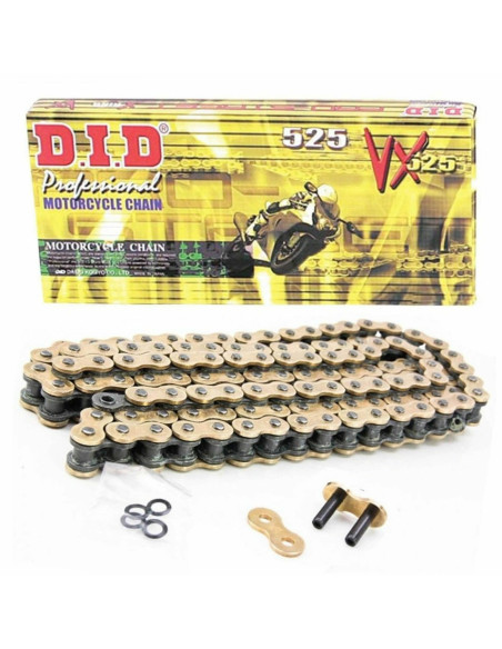 DID drive chain DID 525 VX G&B X-ring GOLD;DID drive chain DID 525 VX G&B X-ring GOLD