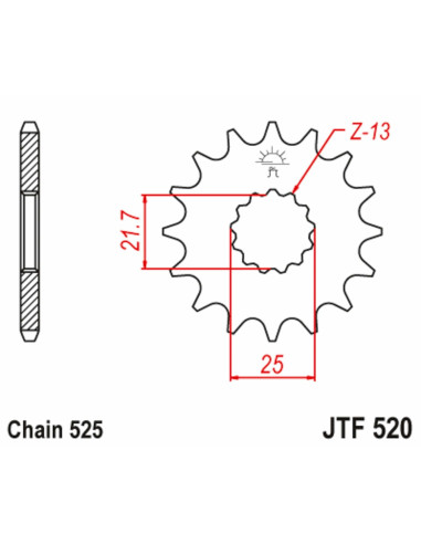 Front Sprocket Suitable for Suzuki GSX-R 600 (JTF520 SUNF-404) 14t-525
