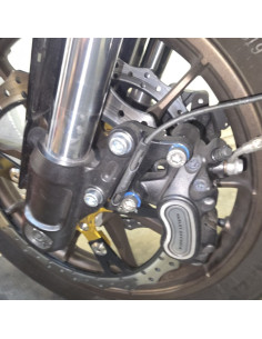 Left Upgrades OEM Caliper Adapter Bracket 14" (355mm) rotor Harley Davidson Dyna Softail Touring 2