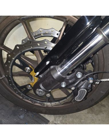 Left Upgrades OEM Caliper Adapter Bracket 14" (355mm) rotor Harley Davidson Dyna Softail Touring
