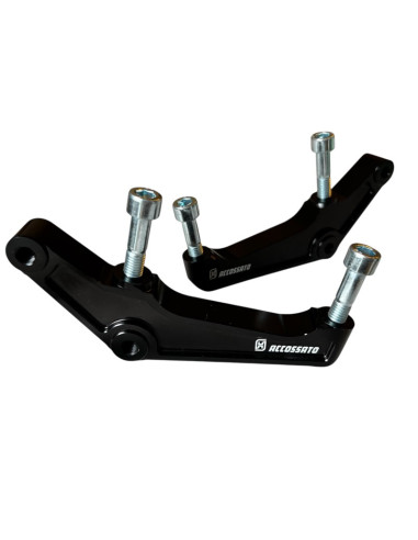 Set of Two Upgrades Calipers Adapters Brackets Accossato 108mm Harley Davidson (2000-2023) Sportster Softail Dyna Touring