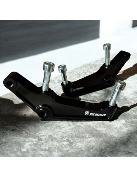 Set of Two Upgrades Calipers Adapters Brackets Accossato 108mm Harley Davidson (2000-2023) Sportster Softail Dyna Touring