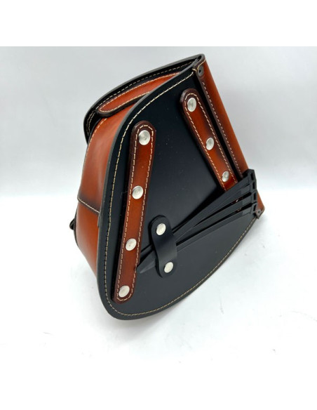 Brązowe Siedzenie + Sakwa Zestaw Custom do motocykli Bobber Chopper Harley Davidson Skóra Kanapa Solo