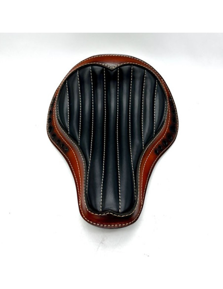 Brązowe Siedzenie + Sakwa Zestaw Custom do motocykli Bobber Chopper Harley Davidson Skóra Kanapa Solo